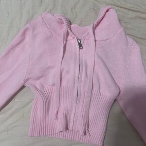 Pink Women's Sweater with Hood